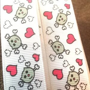 5/$20 grosgrain Ribbon 7/8” 5 yards skull kitties